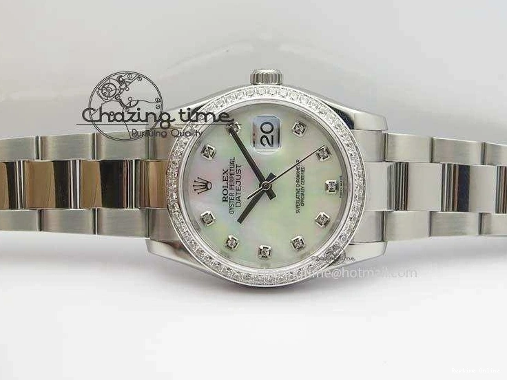 1223 Neat DateJust 36mm SS BP-Maker Best Edition Diamond Bezel White MOP Dial On SS Bracelet A2824 V 3842